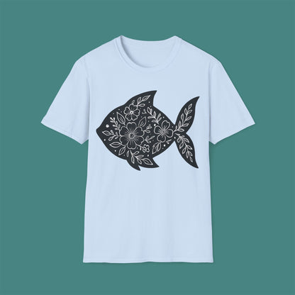 Floral Fish Silhouette Unisex T-Shirt