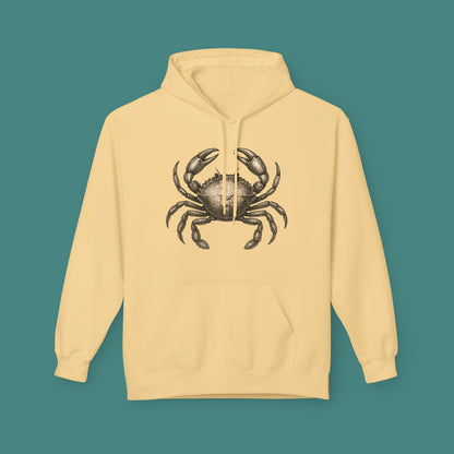 Vintage Etching Crab Fleece Unisex Hoodie