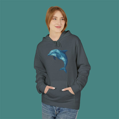 Geometric Polygon Dolphin Fleece Unisex Hoodie