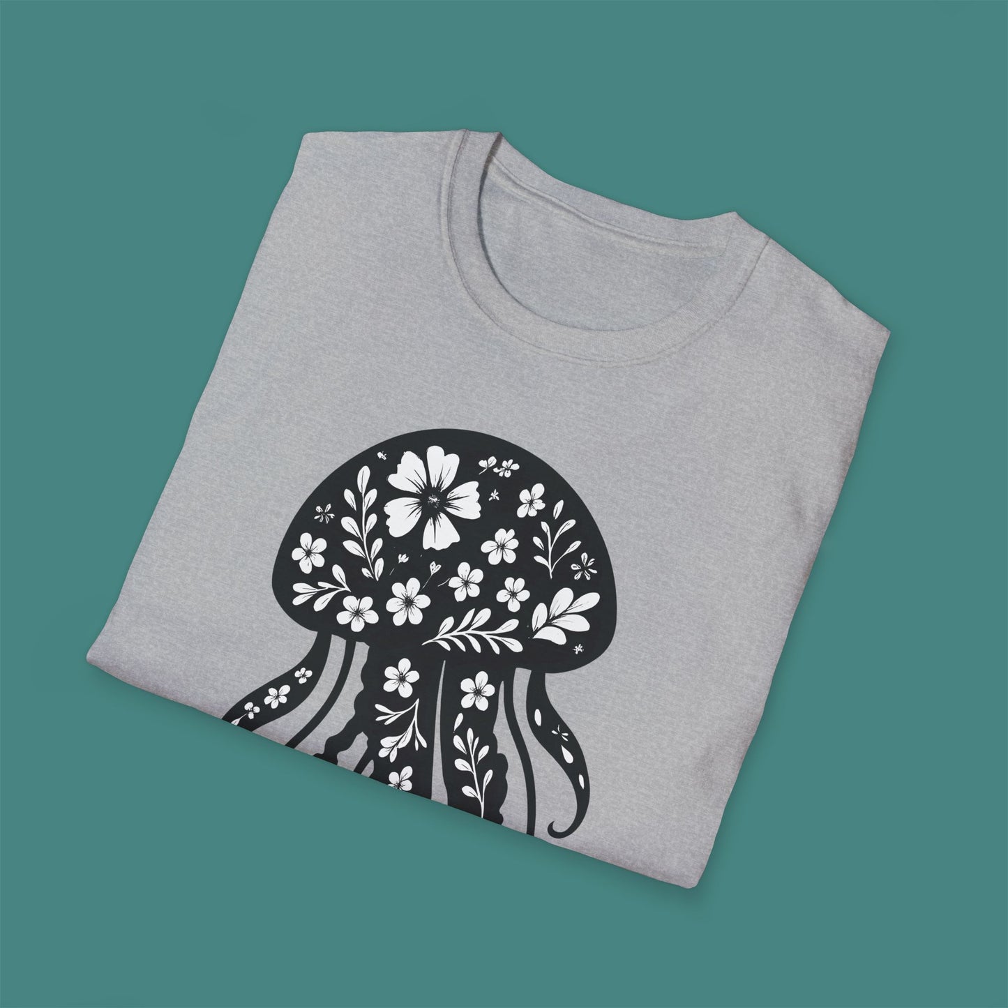 Floral Jellyfish Silhouette Unisex T-Shirt