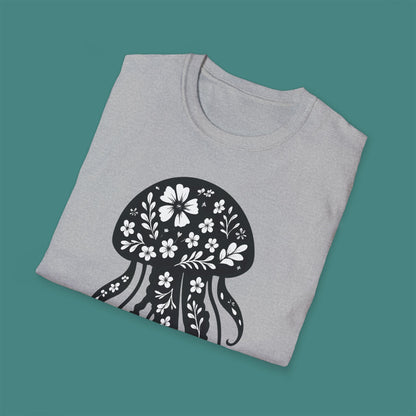 Floral Jellyfish Silhouette Unisex T-Shirt