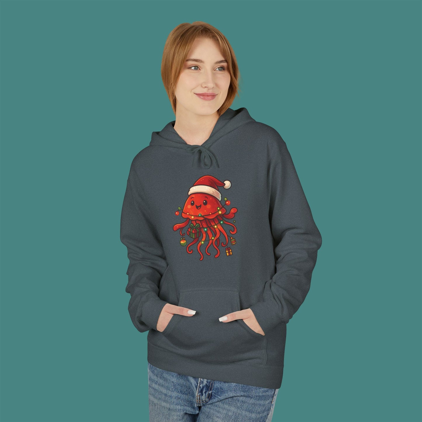 Christmas Jellyfish Fleece Unisex Hoodie