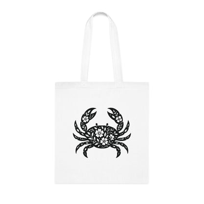Floral Crab Silhouette Tote Bag