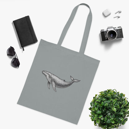 Vintage Etching Whale Tote Bag