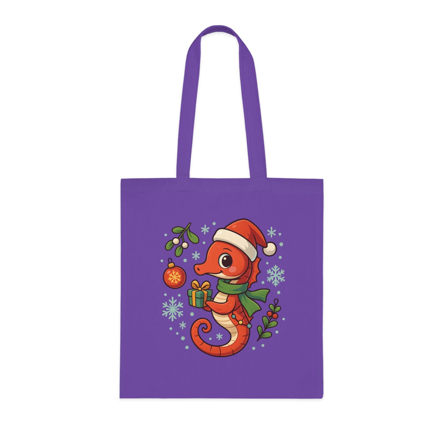 Christmas Seahorse Tote Bag