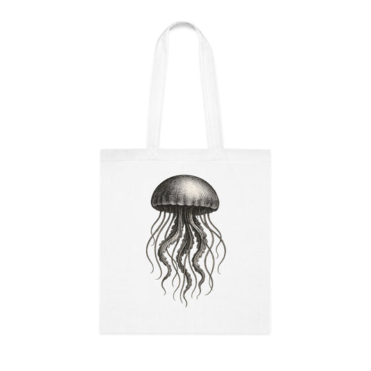 Vintage Etching Jellyfish Tote Bag