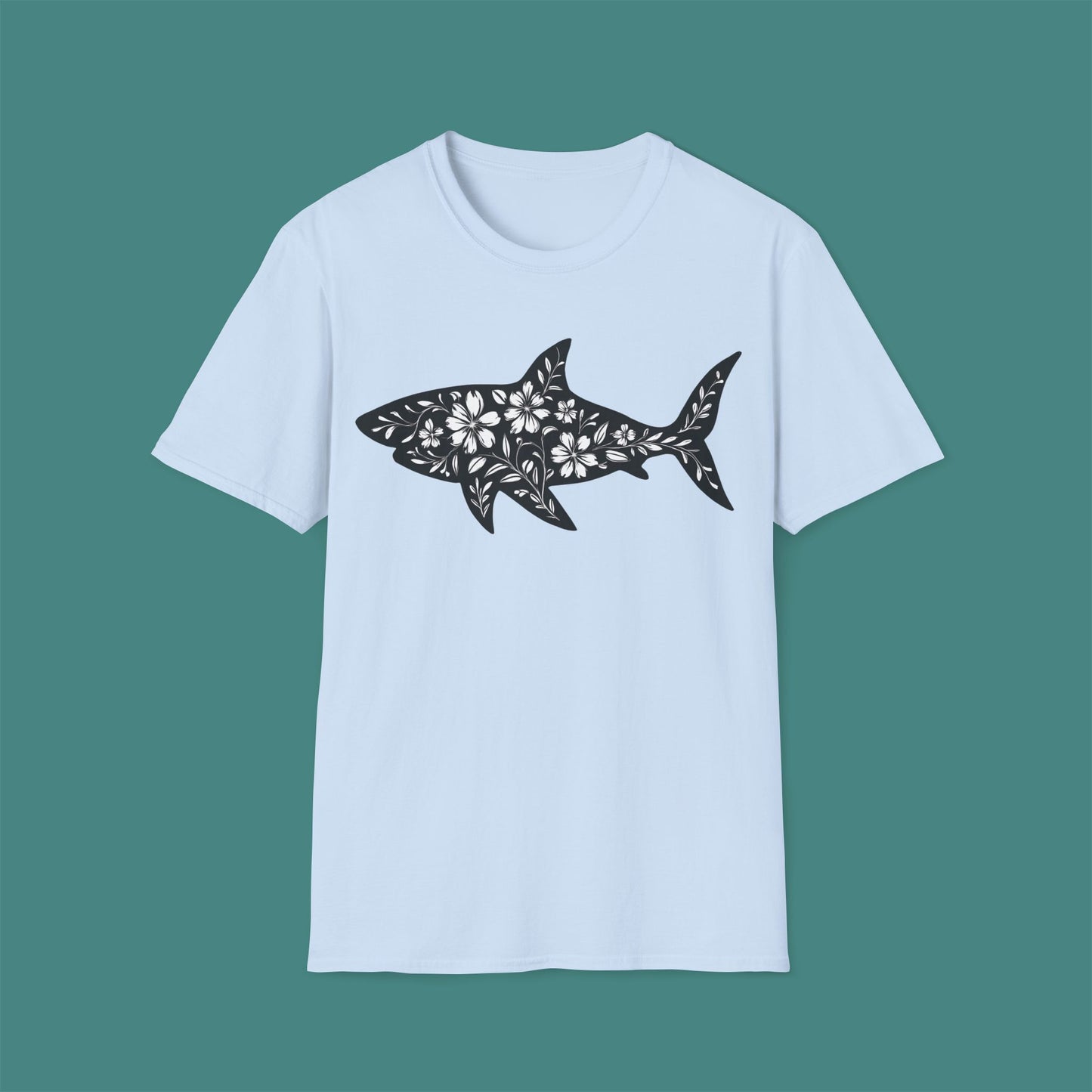 Floral Shark Silhouette Unisex T-Shirt
