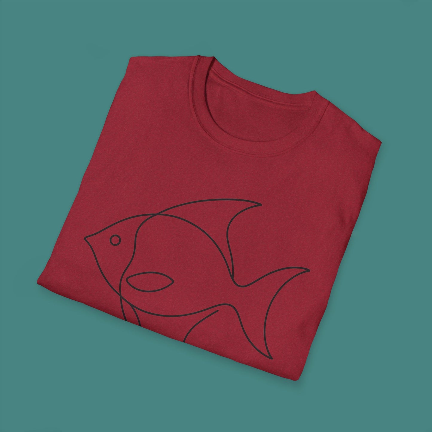 Minimalist Line Art Fish Unisex T-Shirt