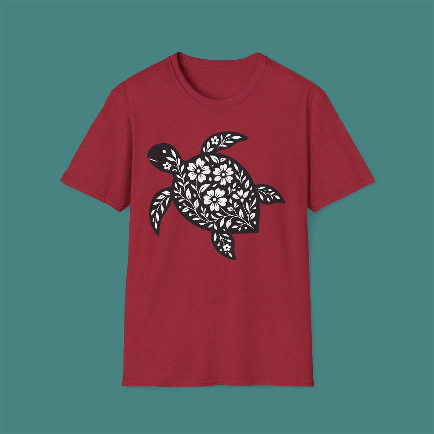Floral Turtle Silhouette Unisex T-Shirt
