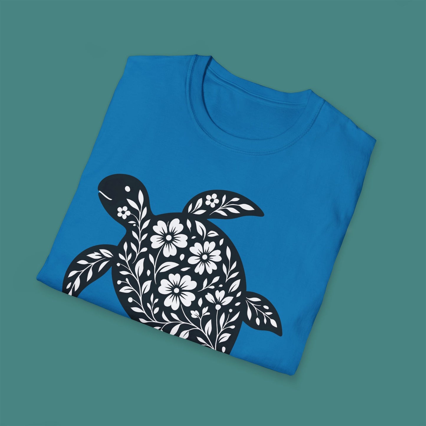 Floral Turtle Silhouette Unisex T-Shirt