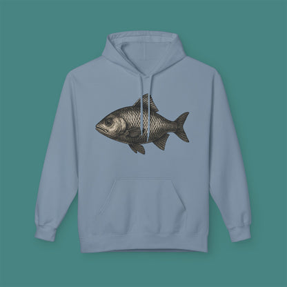 Vintage Etching Fish Fleece Unisex Hoodie