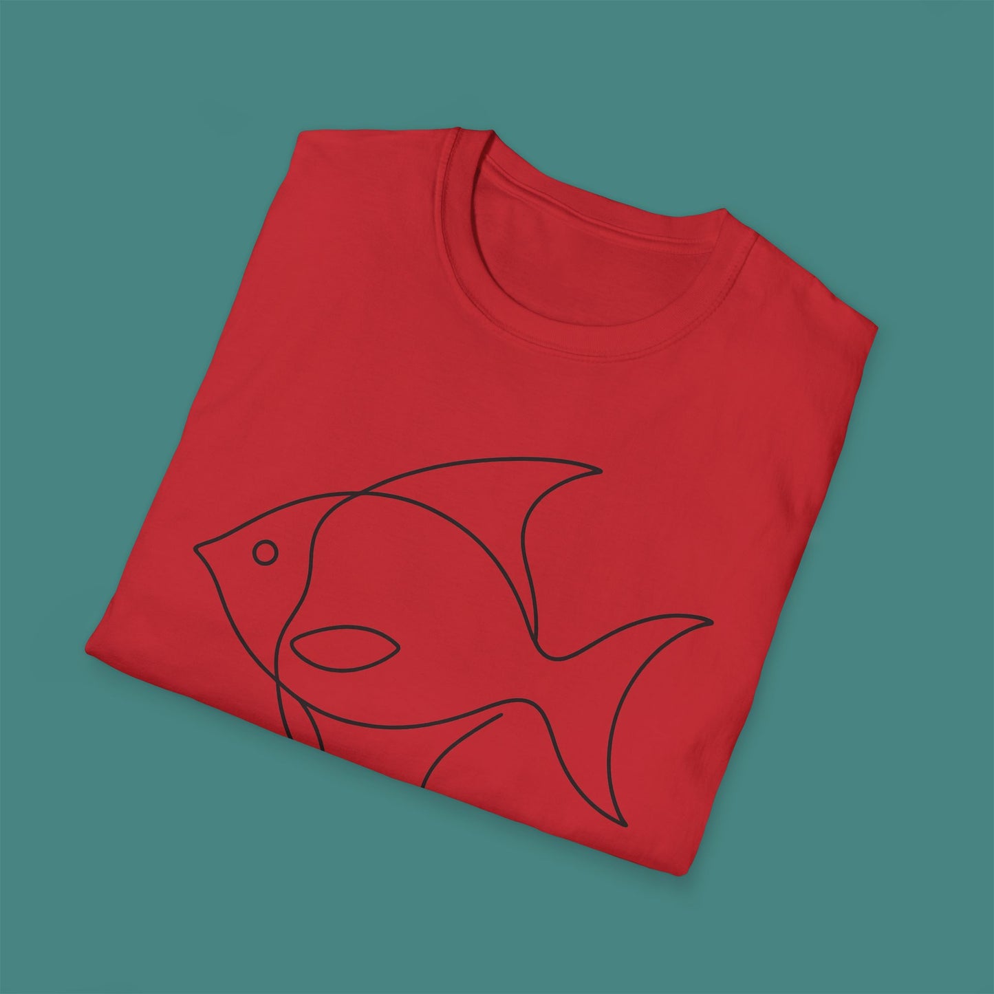 Minimalist Line Art Fish Unisex T-Shirt