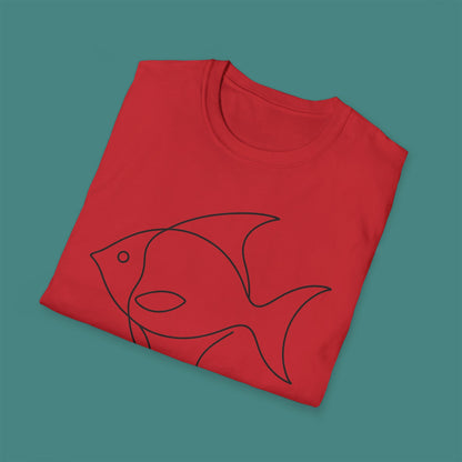 Minimalist Line Art Fish Unisex T-Shirt