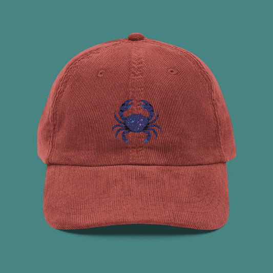 Cosmic Galaxy Crab Corduroy Embroidered Cap