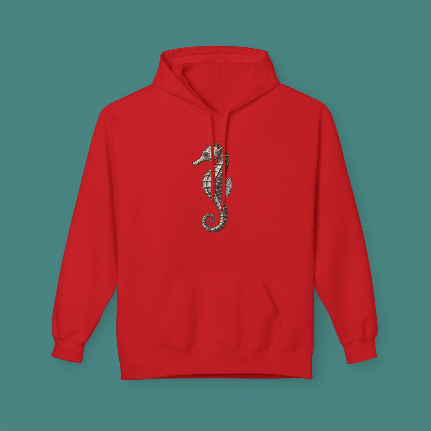 Vintage Etching Seahorse Fleece Unisex Hoodie