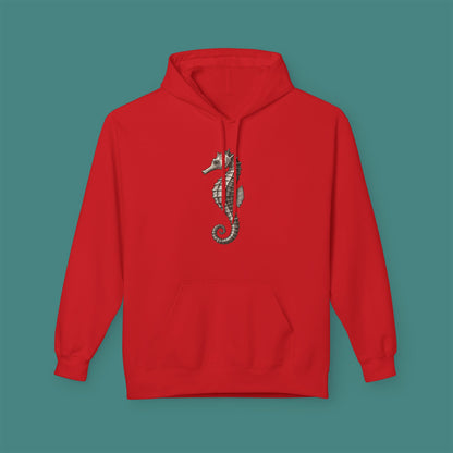 Vintage Etching Seahorse Fleece Unisex Hoodie