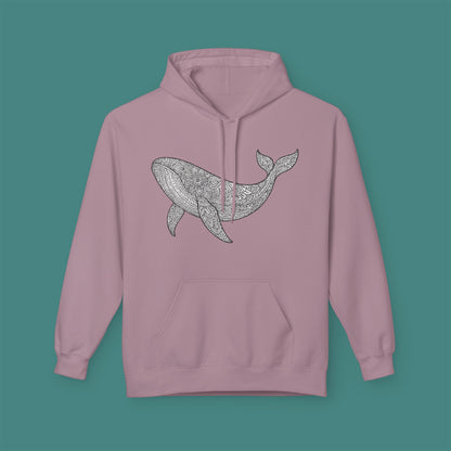 Intricate Mandala Whale Fleece Unisex Hoodie