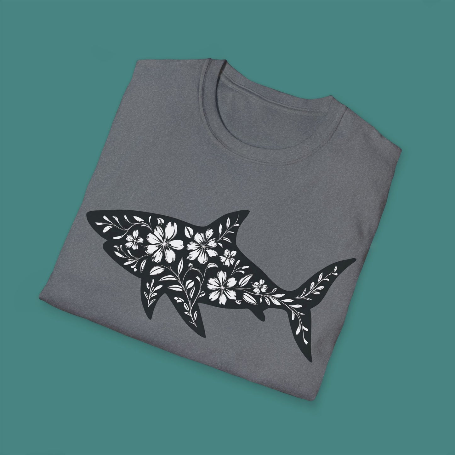 Floral Shark Silhouette Unisex T-Shirt
