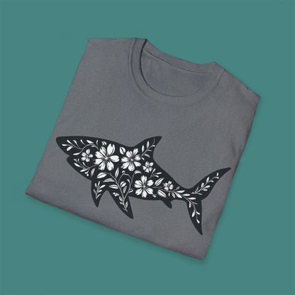 Floral Shark Silhouette Unisex T-Shirt