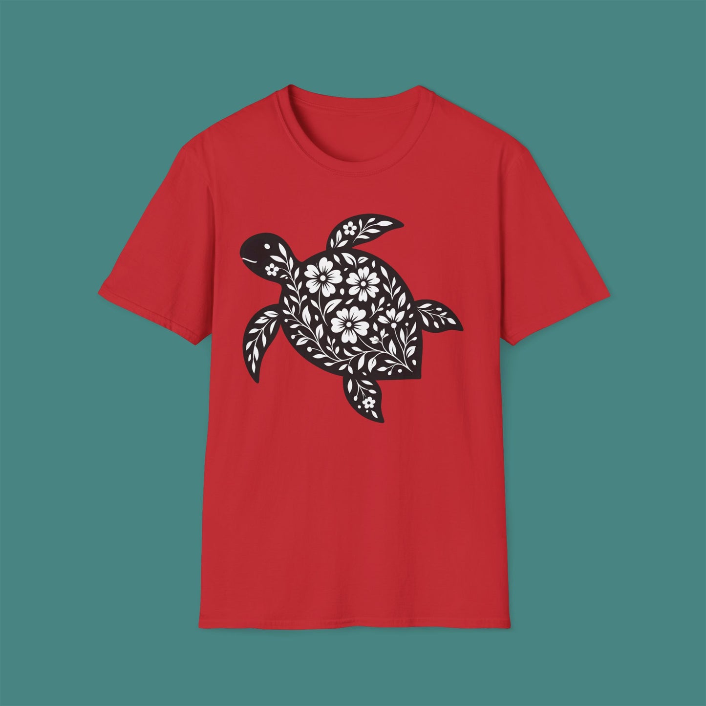 Floral Turtle Silhouette Unisex T-Shirt