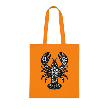 Floral Lobster Silhouette Tote Bag