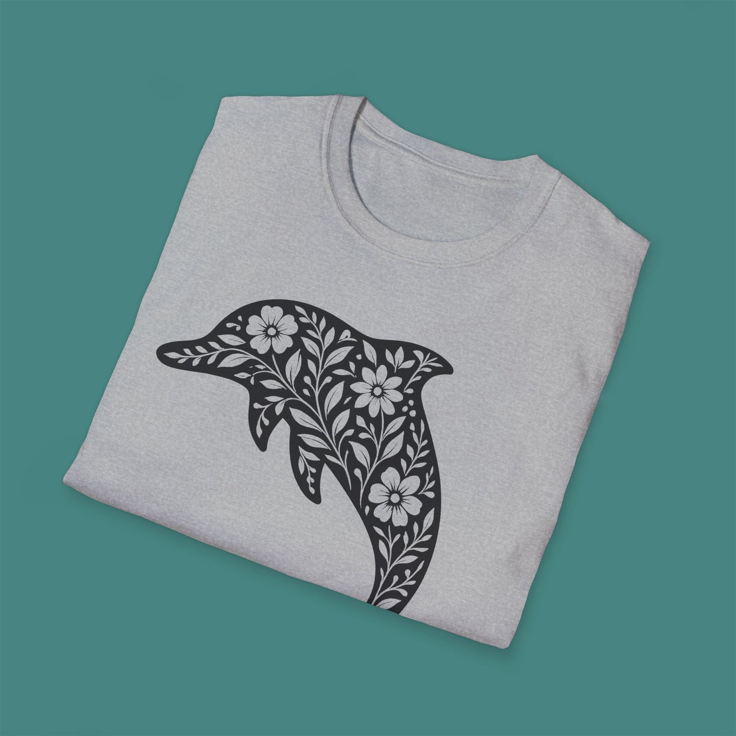 Floral Dolphin Silhouette Unisex T-Shirt