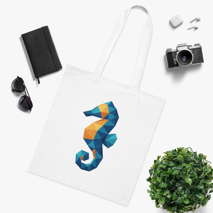 Geometric Polygon Seahorse Tote Bag