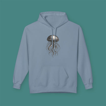 Vintage Etching Jellyfish Fleece Unisex Hoodie