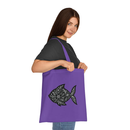 Floral Fish Silhouette Tote Bag
