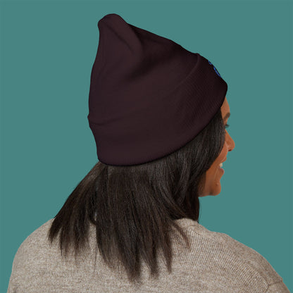 Geometric Polygon Turtle Embroidered Beanie