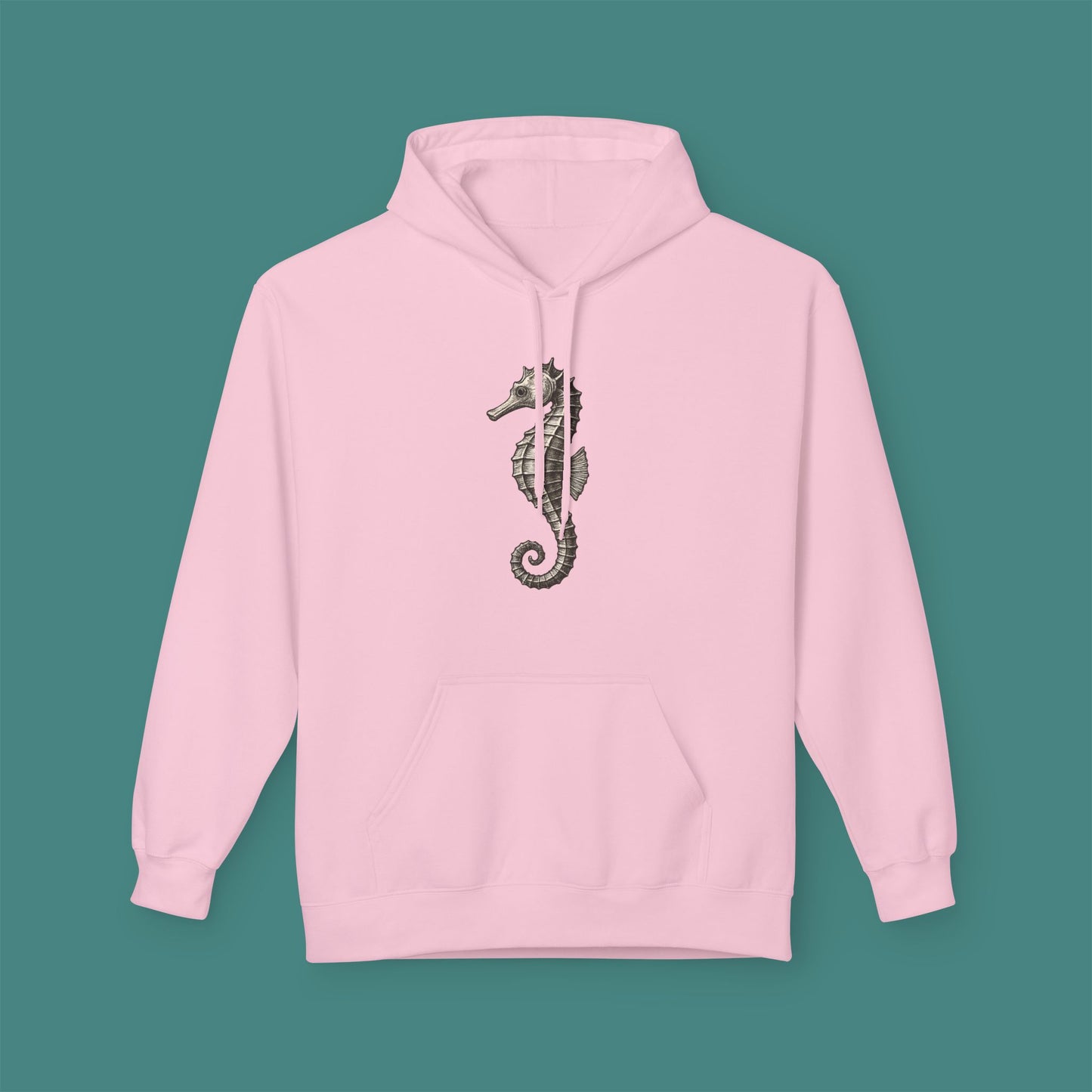 Vintage Etching Seahorse Fleece Unisex Hoodie