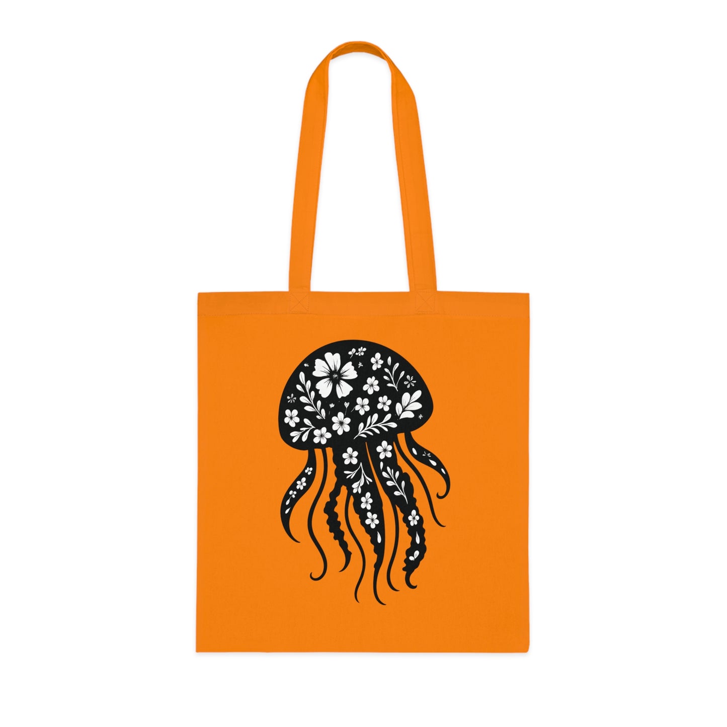 Floral Jellyfish Silhouette Tote Bag