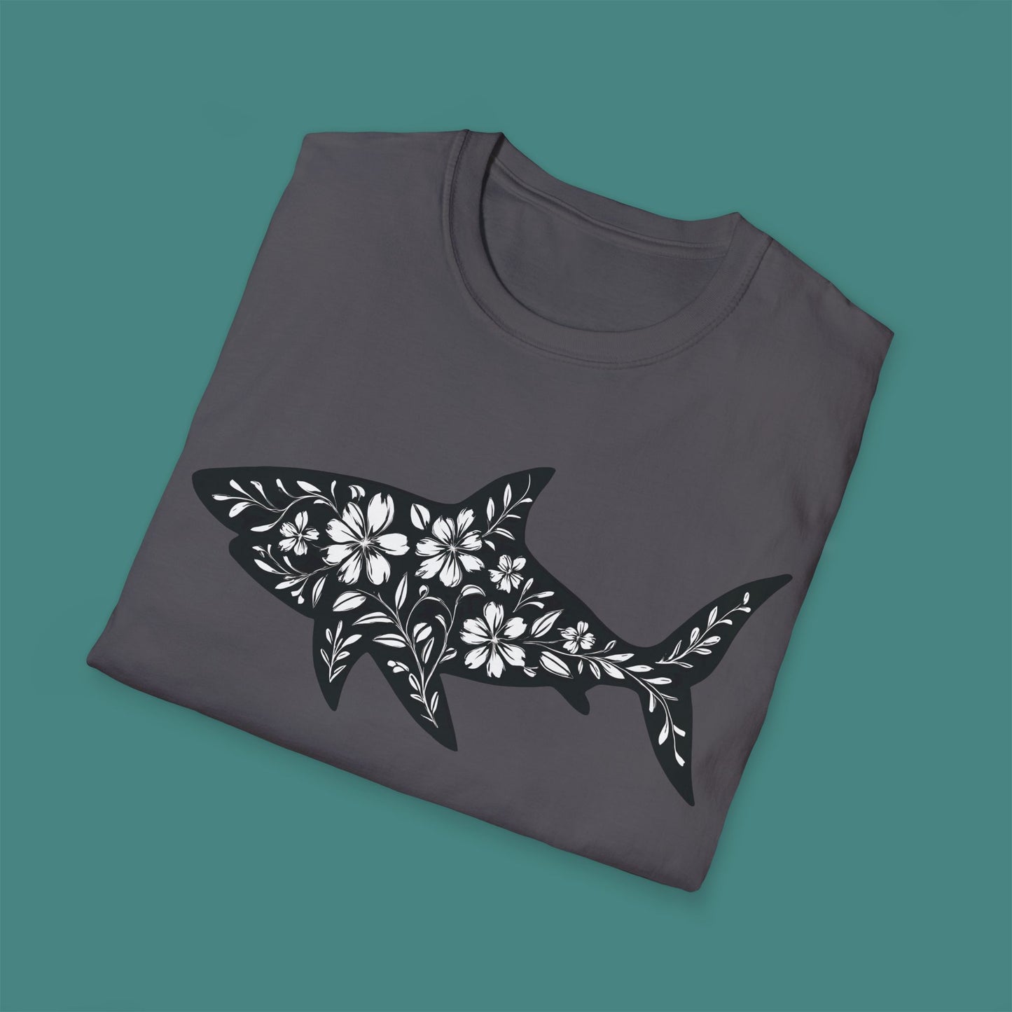 Floral Shark Silhouette Unisex T-Shirt