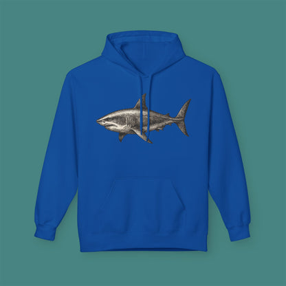 Vintage Etching Shark Fleece Unisex Hoodie