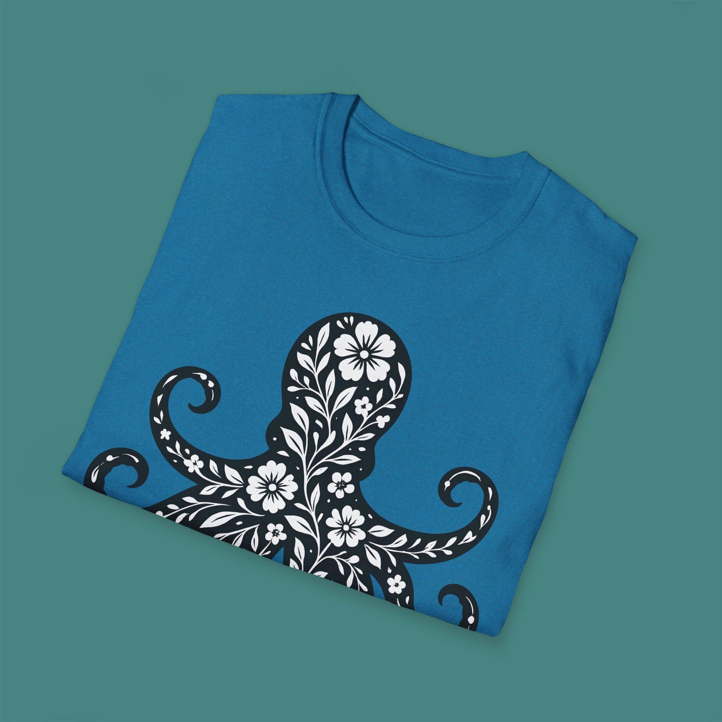 Floral Octopus Silhouette Unisex T-Shirt