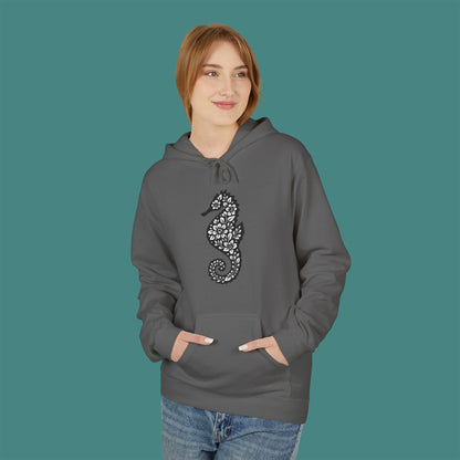 Floral Seahorse Silhouette Fleece Unisex Hoodie