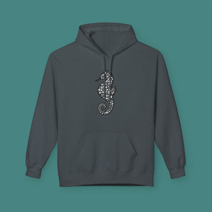 Floral Seahorse Silhouette Fleece Unisex Hoodie