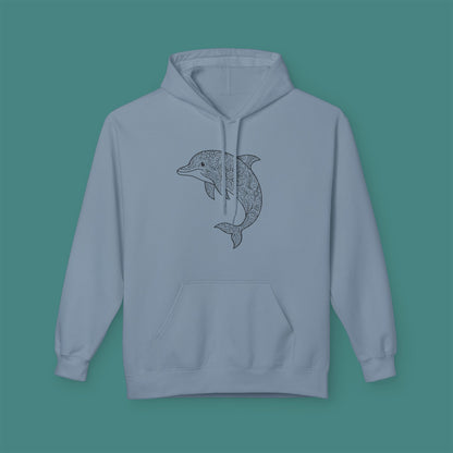Intricate Mandala Dolphin Fleece Unisex Hoodie