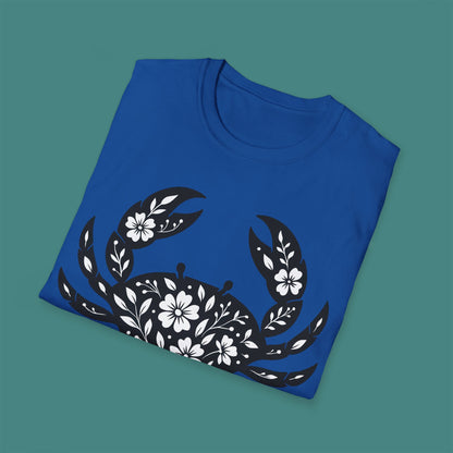 Floral Crab Silhouette Unisex T-Shirt