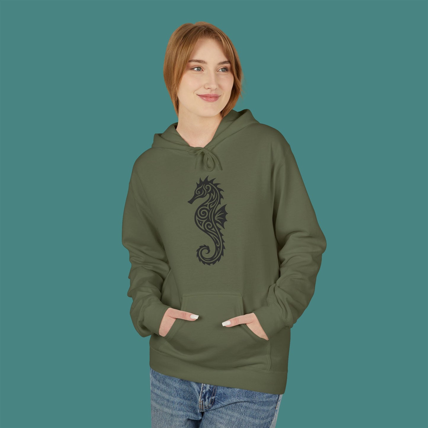 Tribal Tattoo Seahorse Fleece Unisex Hoodie