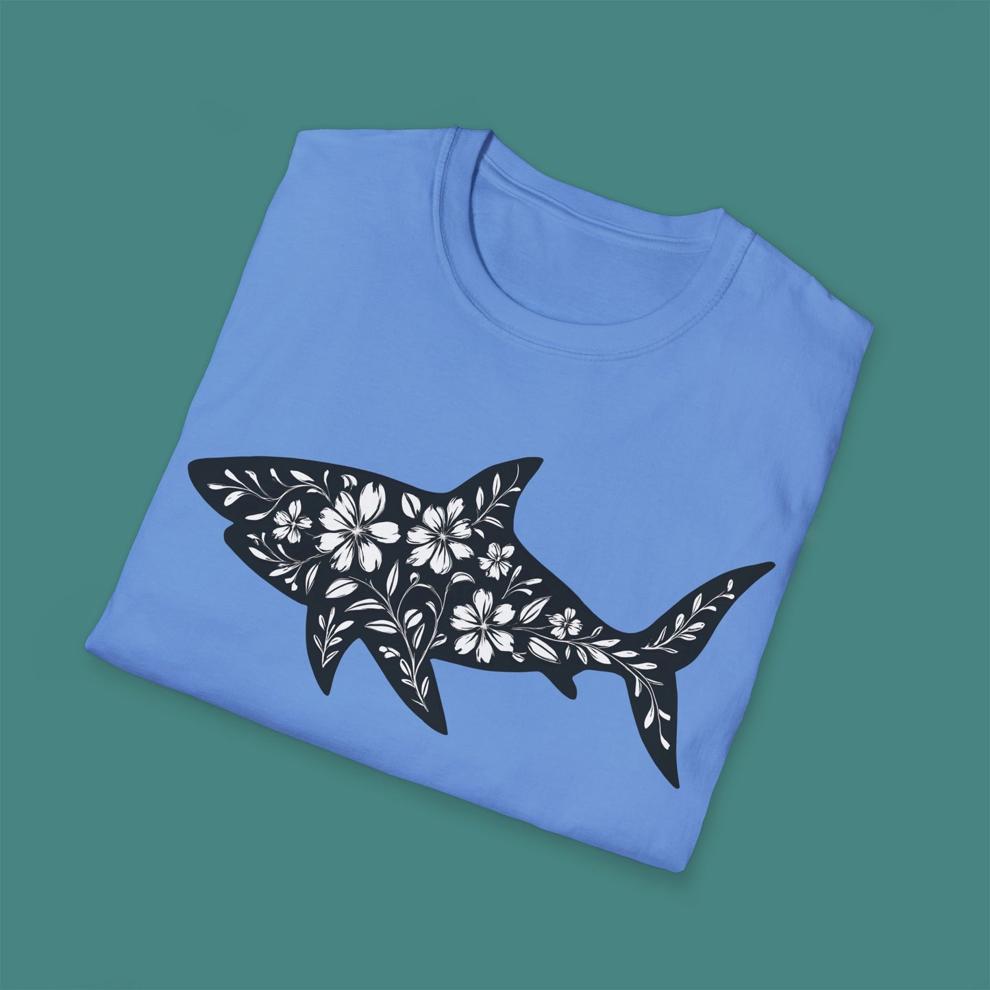 Floral Shark Silhouette Unisex T-Shirt