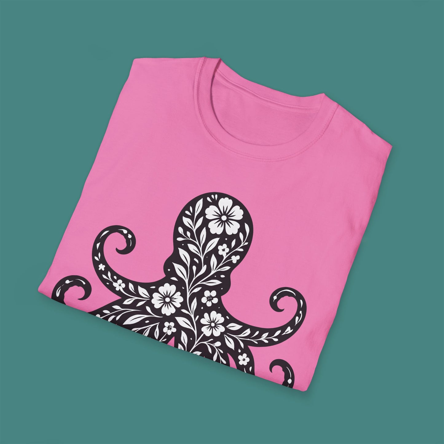 Floral Octopus Silhouette Unisex T-Shirt