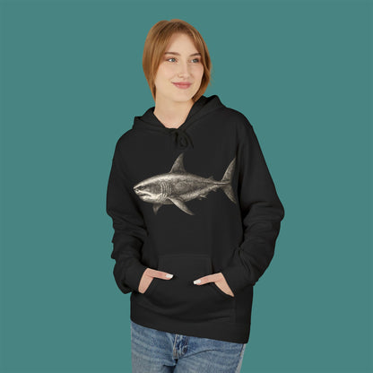 Vintage Etching Shark Fleece Unisex Hoodie