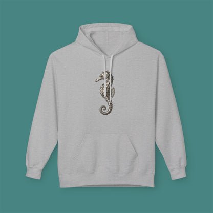 Vintage Etching Seahorse Fleece Unisex Hoodie