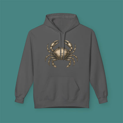 Vintage Etching Crab Fleece Unisex Hoodie
