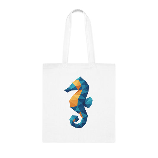 Geometric Polygon Seahorse Tote Bag