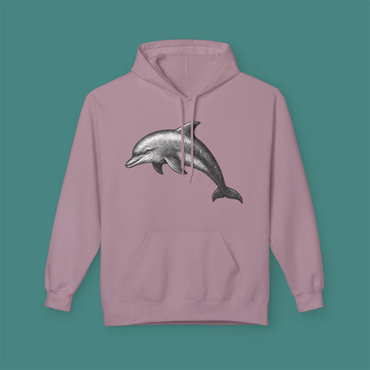 Vintage Etching Dolphin Fleece Unisex Hoodie