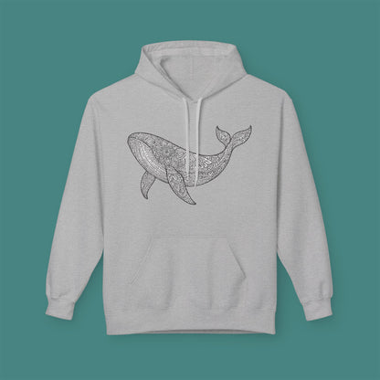 Intricate Mandala Whale Fleece Unisex Hoodie