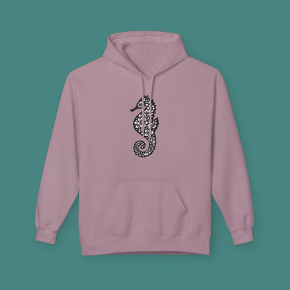 Floral Seahorse Silhouette Fleece Unisex Hoodie