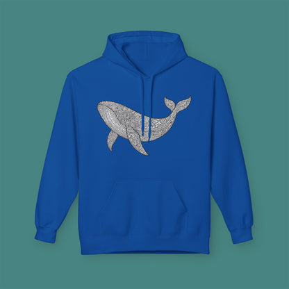 Intricate Mandala Whale Fleece Unisex Hoodie